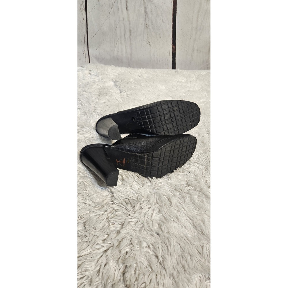 Enzo Angiolini 8.5 Black Leather Stitch Platform‎ Mules Heel - Picture 6 of 11